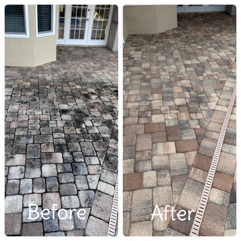 Pool deck before and after